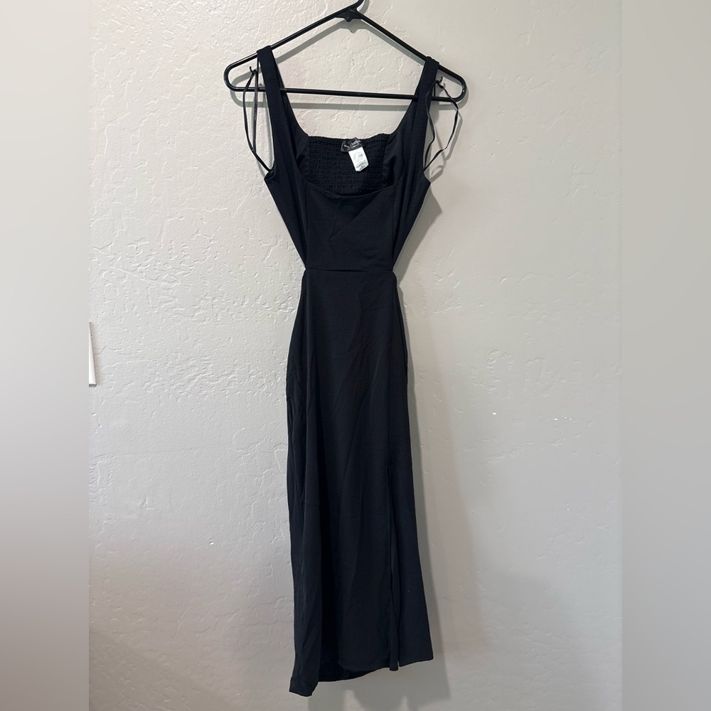 One Clothing Black Open Back Low Back Dress